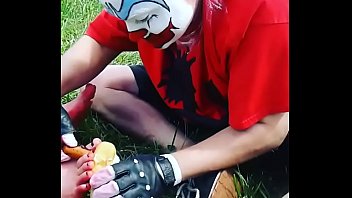 FlipFlop The Clown Having A Footdog From CherryPye's Feet At The 2018 Gathering Of The Juggalos