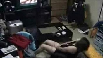 My mum in living room masturbates watching TV. Hidden cam