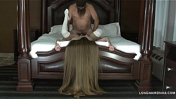 longhaired blonde milf wearing thigh high knit stockings fucked on the bed