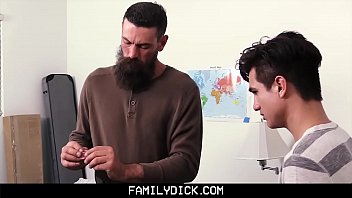 Virgin stepson learns how to fuck and suck from his daddy