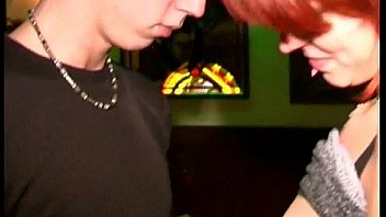 Redhead fucked in a bar