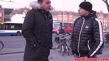 Amsterdam hooker gets jizzed in mouth