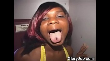 Black Amateur On Her Knees Gulping Dick At A Glory Hole