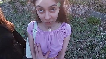 I fuck and cum with two young teenies that return from school OUTDOOR POV THREESOME