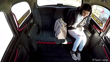 Dark haired amateur babe gets fake taxi drivers big cock