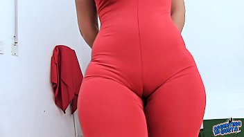 BIG BUTT Very ROUND & Little Waist AMAZING and Camel-toe in Tight Suit