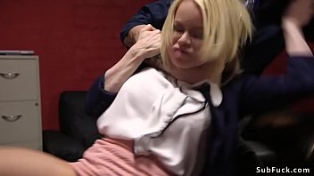 Lead editor Mr Pete got fired and then captured his big tits blonde boss Nikki Delano and in bondage anal fucked her in different devices