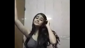 Long hair busty girl showing tits to bf