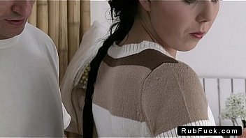 Brunette with nice ass rode masseur on table