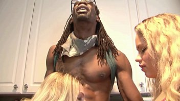 Charming auntie Angela Attison and her pretty niece Britney Young enjoy fucking with ebony fellow with big schloeng