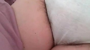 Pubic hairs escaping from her big white pantys