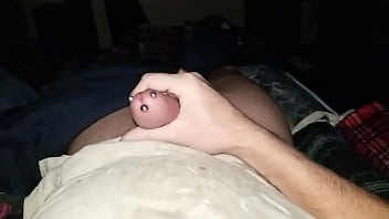 Slow motion orgasm with balls pulled tight
