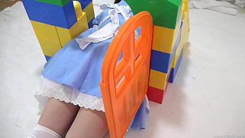 A maid whose body is caught in playground equipment and cannot be pulled out