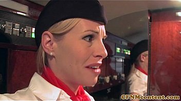 Femdom CFNM stewardesses fuck rude passenger