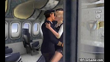 Sexy 3D cartoon blonde stewardess getting fucked