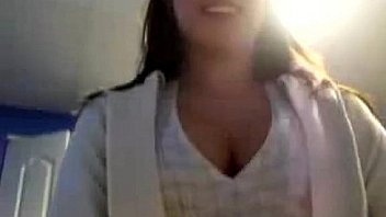 Hot brunette with sexy breasts sucking cock