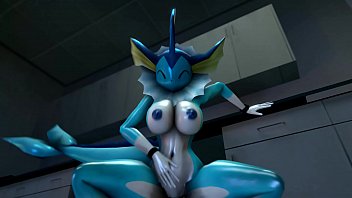Vaporeon takes another dildo in her pussy