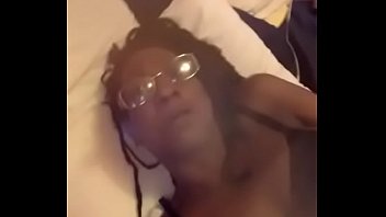 Black ghetto bitch plays with pussy