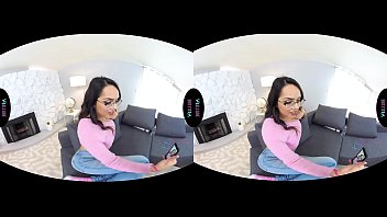 Petite Latina cutie couldnt wait to rip off her clothes and masturbate in virtual reality