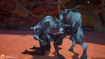 Wild Life game furry  two male goats sex woman