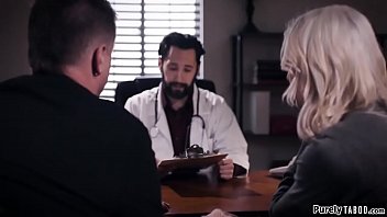 Fertility doctor offers to impregnate busty client ifo hubby to save them the expensive treatments.Not happywith it the guy agrees.His big tits blonde wife sucks the doctors cock first before shes banged in her pussy while lying in her husbands lap