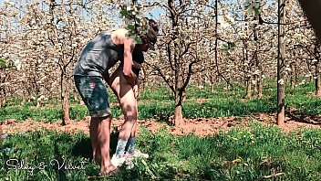 EroticxXxpress - Silky's mouth gets fucked in a orchard after Velvet made her squirt in record time!