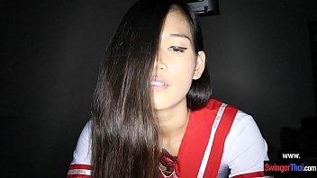 Young Thai schoolgirl blowjob before sex chair cock riding