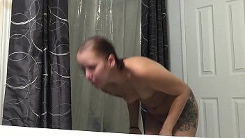 Tattooed Roommate Caught Naked Out Of The Shower On Bathroom Spycam