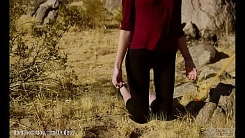 Sexually dominating slim sub girl, Brooke Johnson, with pissing, caning and rimming on the harsh rocks of beautiful Joshua Tree (a real sex and BDSM documentary for Domthenation)
