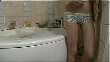 Teen Strips then Masturbates in Bath