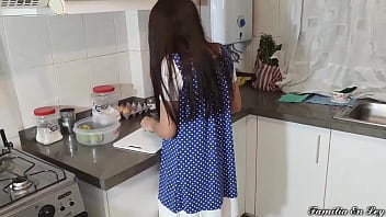 My Beautiful Stepdaughter Cooking Submissive listens to me in everything - I have to listen to my stepfather, my step mother told me but he has sex with me all day and I can not do anything