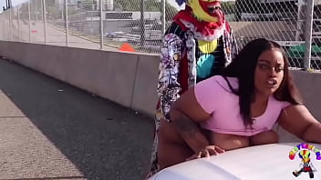 Clown fucks girl on highway in broad daylight