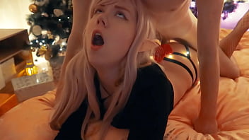 Come play with your Xmas present -- Teen elf anal fucked and gets facial cumshot