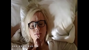 My hot step-sister with glasses made me cum on her face